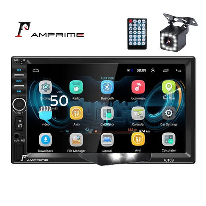 Amprime 2 Din Car Radio 7" LCD Touch Screen Autoradio 7018B Multimedia Player Bluetooth Car Stereo Radio Support Mirror-Link Rear View Camera - WORLD TIME VISITS