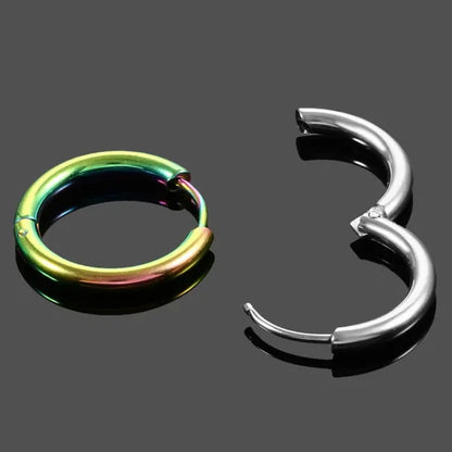 High Quality 1 Pair 8-20Mm Small Hoop Earrings Silver Color Circle Hoop Earring for Women Men Ear Rings Clip Huggie Earrings