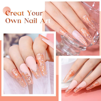 Nude Jelly Glitter Gel Nail Polish Sheer Translucent Shimmer Sparkle Natural Soak off UV LED Gel Polish for Nail Salon Art Home Manicure Single Bottle 12Ml 0.4 Floz