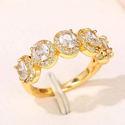 Trendy 925 Sterling Silver 5 Stone White Sapphire Diamond Rings for Women Bridal Romantic Proposal Ring Jewelry