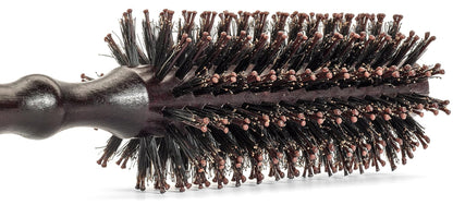 Round Styling Hair Brush - 1.75 Inch Diameter - Boar + Nylon Bristles for Blow Drying, Curling, and Styling Hair - Natural Wooden Handle for Women and Men
