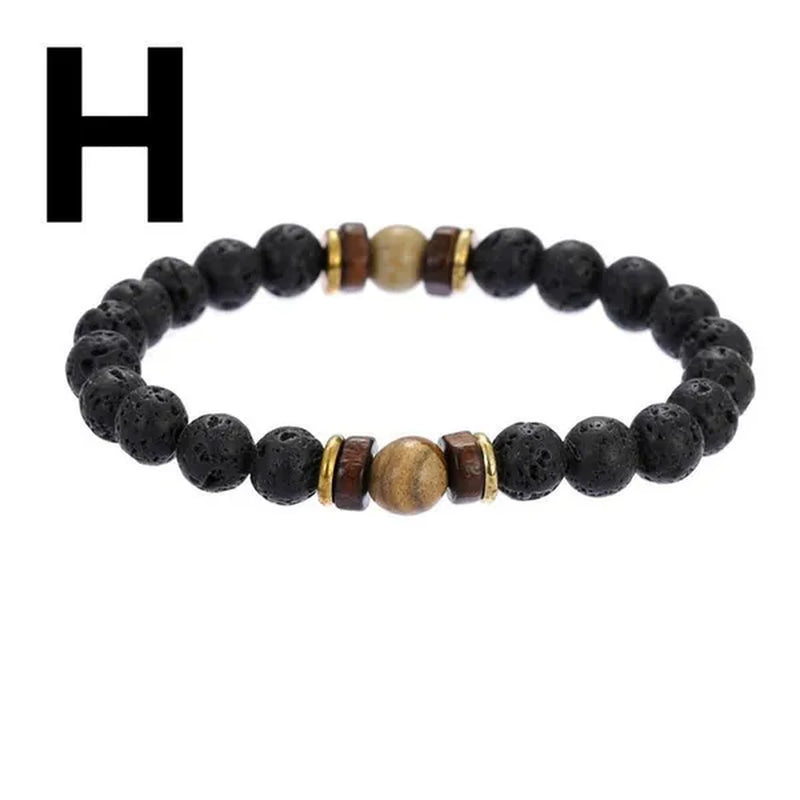 Luxury Fashion Men'S Creative Bead Bracelet Handwoven Adjustable Natural Stone Bead Bracelet Hip Hop Bracelet Men'S Jewelry Party Anniversary Gift Christmas Gift Jewelry
