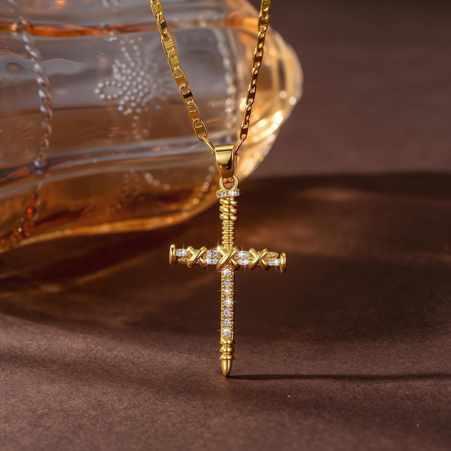 14K Gold Cross Necklace for Women Elegent Gold Cross Pendant Necklace Religious Jewelry Gift
