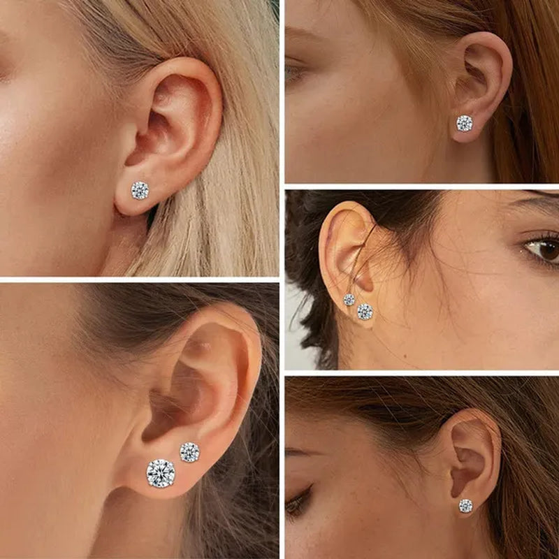 1 Pair Stainless Steel White Zircon Stud Earrings for Women Men Claw Earring Ear Helix Cartilage Piercings Flat Back Earrings Jewelry 20G