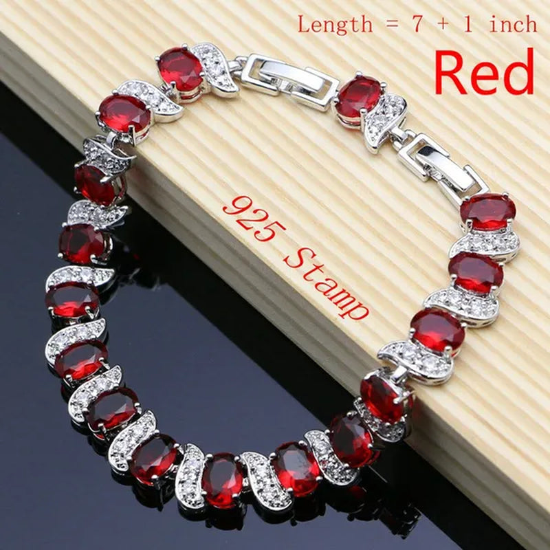 925 Silver Bracelet Multi-Color Zircon Bracelet Health Fashion Jewelry for Women 12 Colors Gemstone