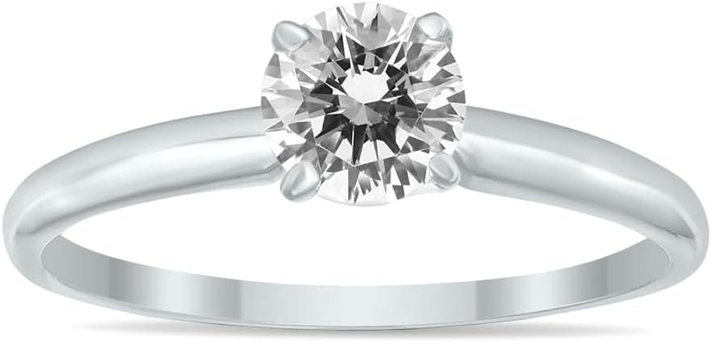 Certified 1/4 Carat - 1 Carat Diamond Solitaire Ring Available in 14K White Gold (J-K Color, I2-I3 Clarity)