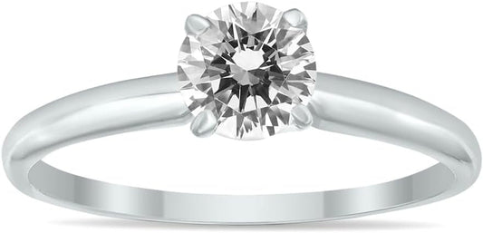 Certified 1/4 Carat - 1 Carat Diamond Solitaire Ring Available in 14K White Gold (J-K Color, I2-I3 Clarity)