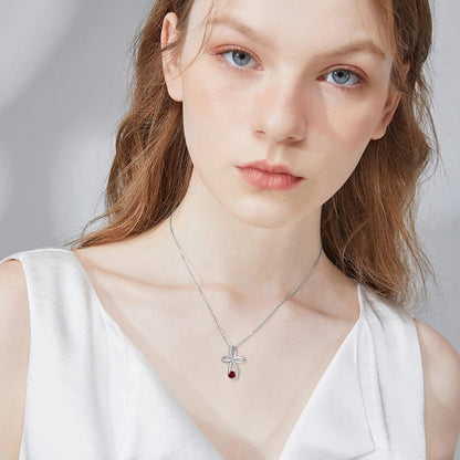 Infinity Cross Knot Necklace S925 Sterling Silver Birthstone Jewelry Pendant Necklaces Gifts for Women Mom Girls