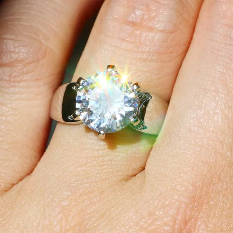 Luxury  Silver Natural Gemstones White Sapphire Birthstone Bride Wedding Engagement Multilayer Crown Ring Size 6 7 8 9 10