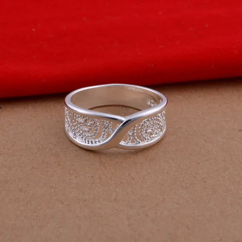 Gorgeous Rounded Hollow Shiny Ring Wholesale Price Fashion 925 Jewelry 925 Sterling Silver Rings for women Engagemetn/Wedding Party Jewelry Gift
