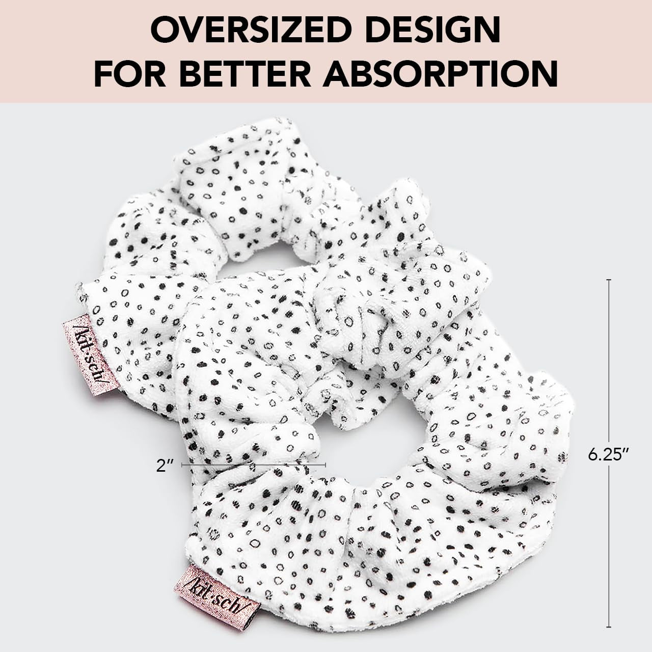 Microfiber Hair Towel Scrunchies - Soft and Highly Absorbent Microfiber Scrunchie for Women | Reduces Heat Drying Time - 2Pcs (Micro Dot Design)
