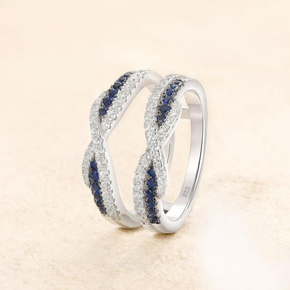 SHELOVES Blue Sapphire White CZ Ring Enhancer for Engagement Rings Infinity Wrap Guard 925 Sterling Silver 5-10