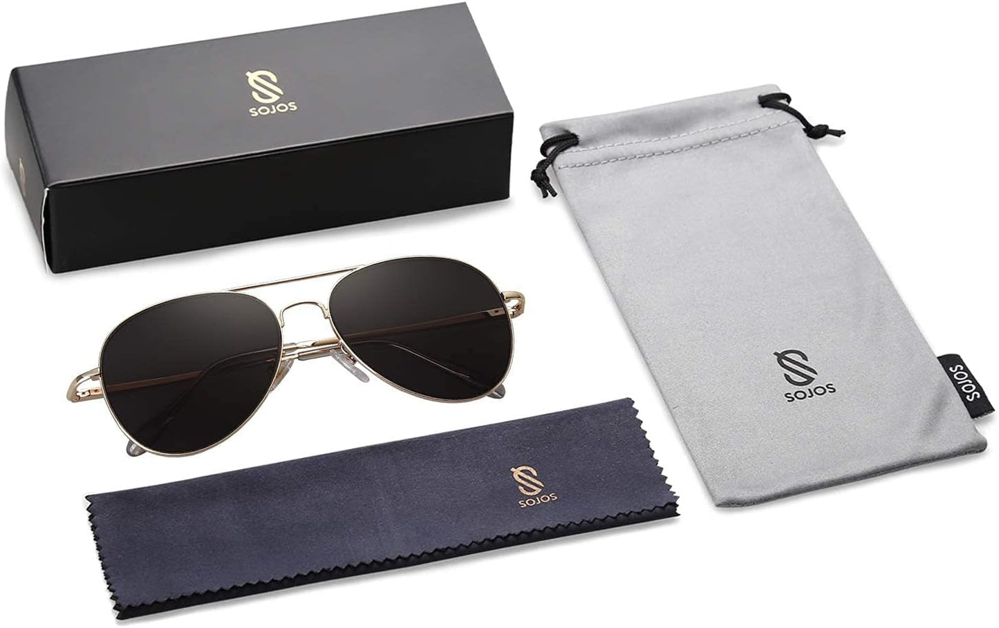 Classic Aviator Sunglasses for Women Men Metal Spring Hinges SJ1030