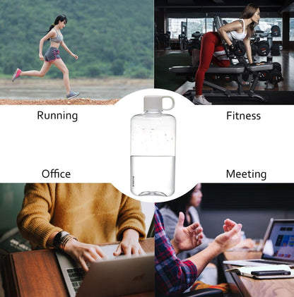 Portable Flat Water Bottle, BPA Free Tritan Plastic Travel Water Bottle for Camping, Fitness, Outdoor Sports, Fits Purse and Pocket (Gray, 16.9 Oz)