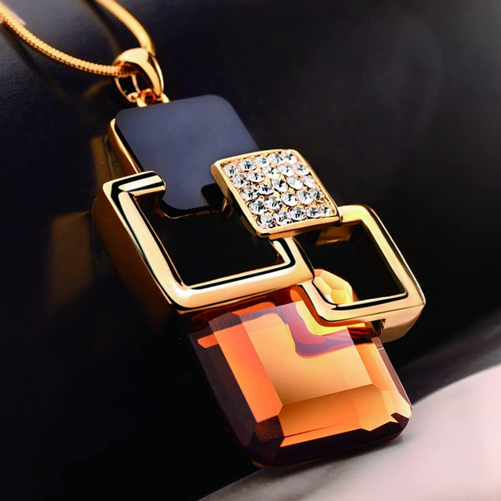 Long Necklace Pendant with Rubies and Diamonds Fashion Retro All-Match Clothing Accessories Suitable for Party Festival Travel Vacation Best Gifts for Ladies and Girls
