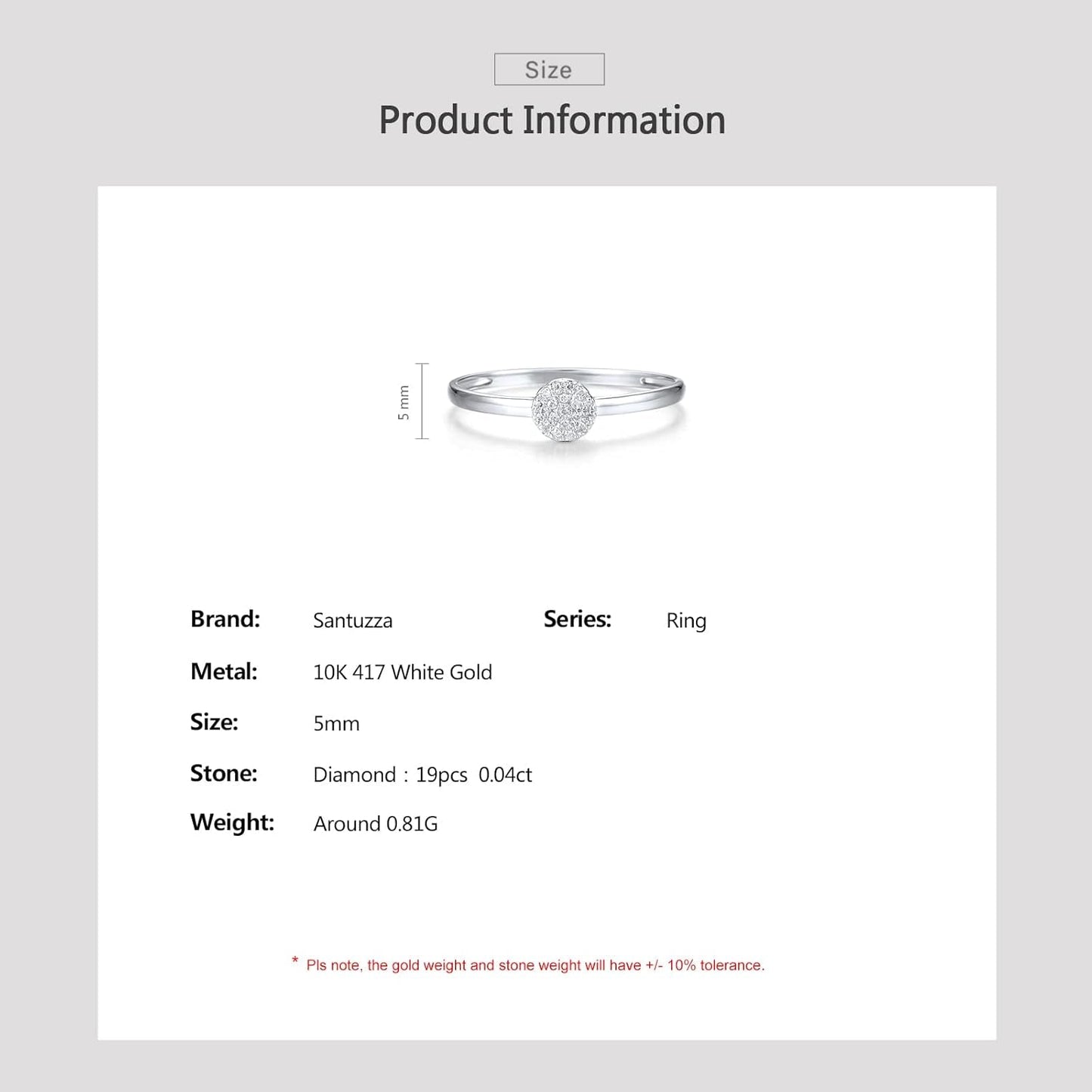 10K Solid Gold Genuine Diamond Simple Dainty Ring for Women