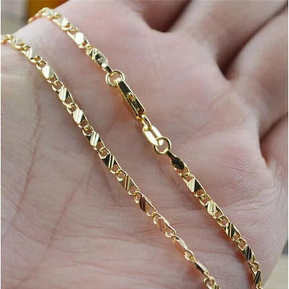 New Fashion Luxury Exquisite Men and Women Fashion Solid  Chain Necklace 2mm Wide and Thin Necklace Bridal Wedding Engagement High Jewelry Size: 16-30 Inches