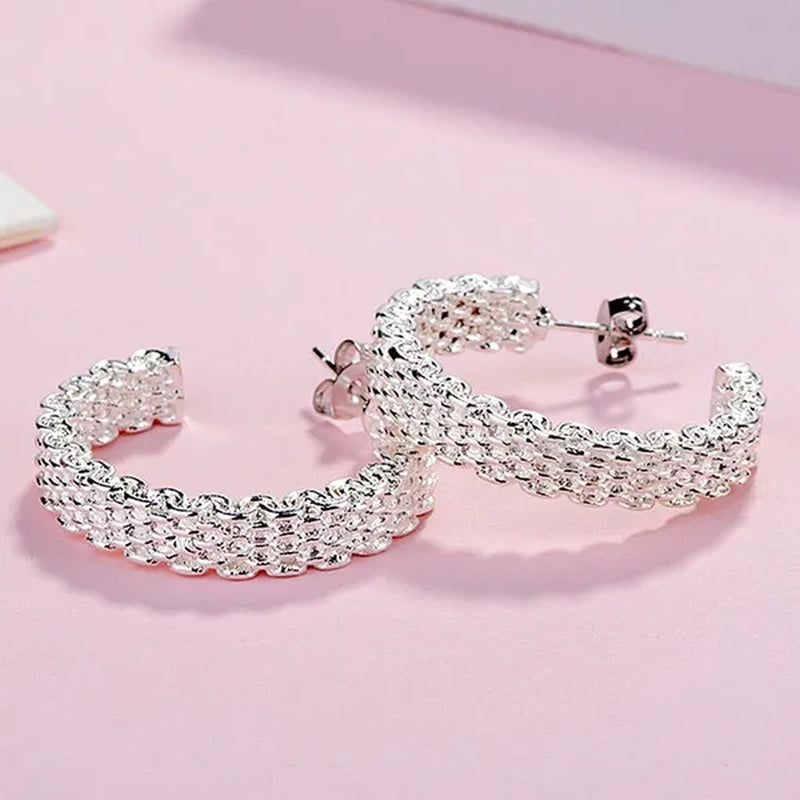 Fashion 925 Sterling Silver Earring for Women Round Stud Earring Christmas Gift Party Wedding Jewelry Gifts