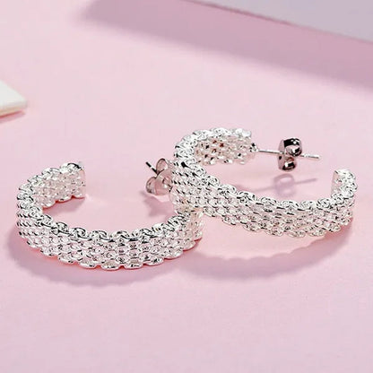 Fashion 925 Sterling Silver Earring for Women Round Stud Earring Christmas Gift Party Wedding Jewelry Gifts