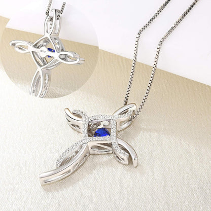 Celtic Knot Cross Necklace Sterling Silver Cubic Zirconia Loop Infinity Pendant Dancing Bristhstones Crucifix Jewelry