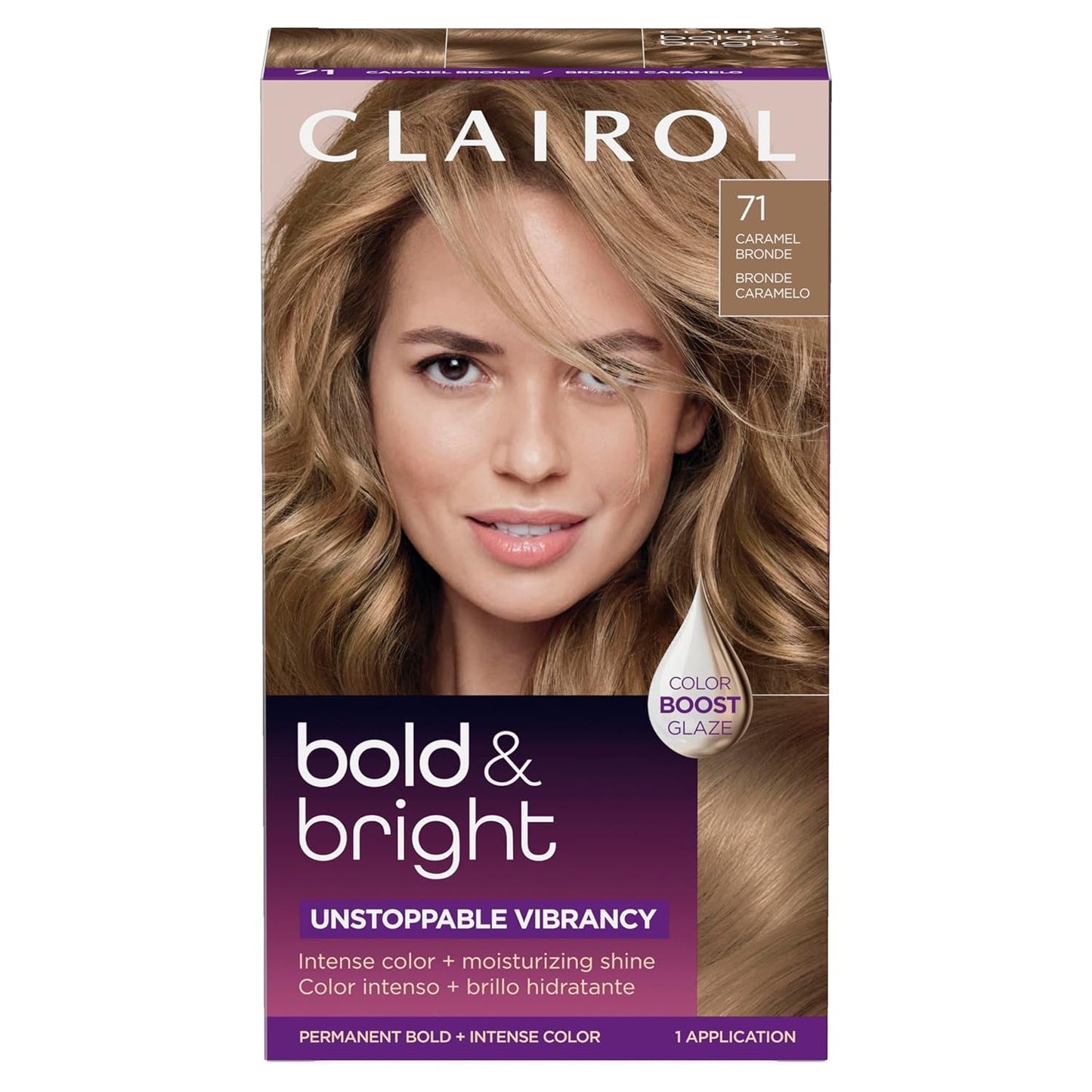 Bold & Bright Permanent Hair Dye, 71 Caramel Bronde Hair Color, Pack of 1