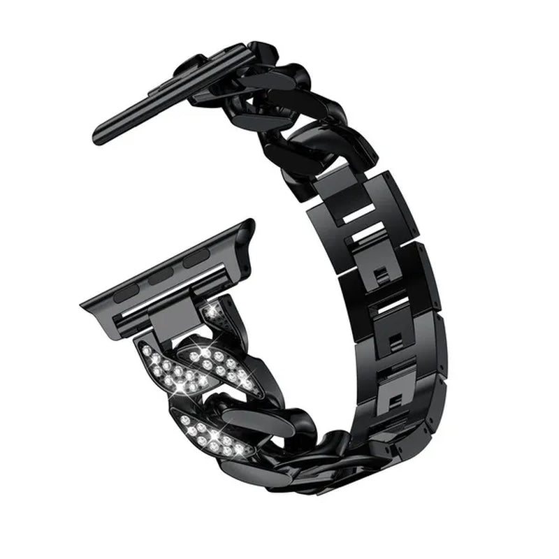 Diamond Stainless Steel Strap for Smart Watch Ultra 2/Ultra 49mm 9 8 SE 7 41mm 45mm 40mm 44mm 38mm 42mm 40mm Girl/Women Ultra-thin Metal Bracelet for Iwatch Serie 6 5 4 3