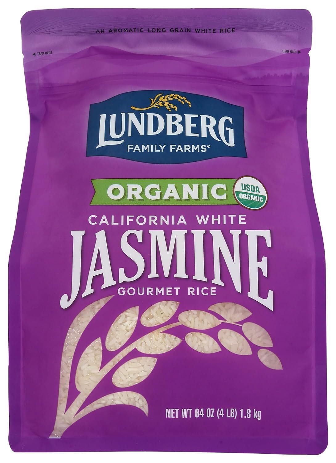 FAMILY FARMS Organic California White Jasmine Rice, 64 OZ - WORLD TIME VISITS
