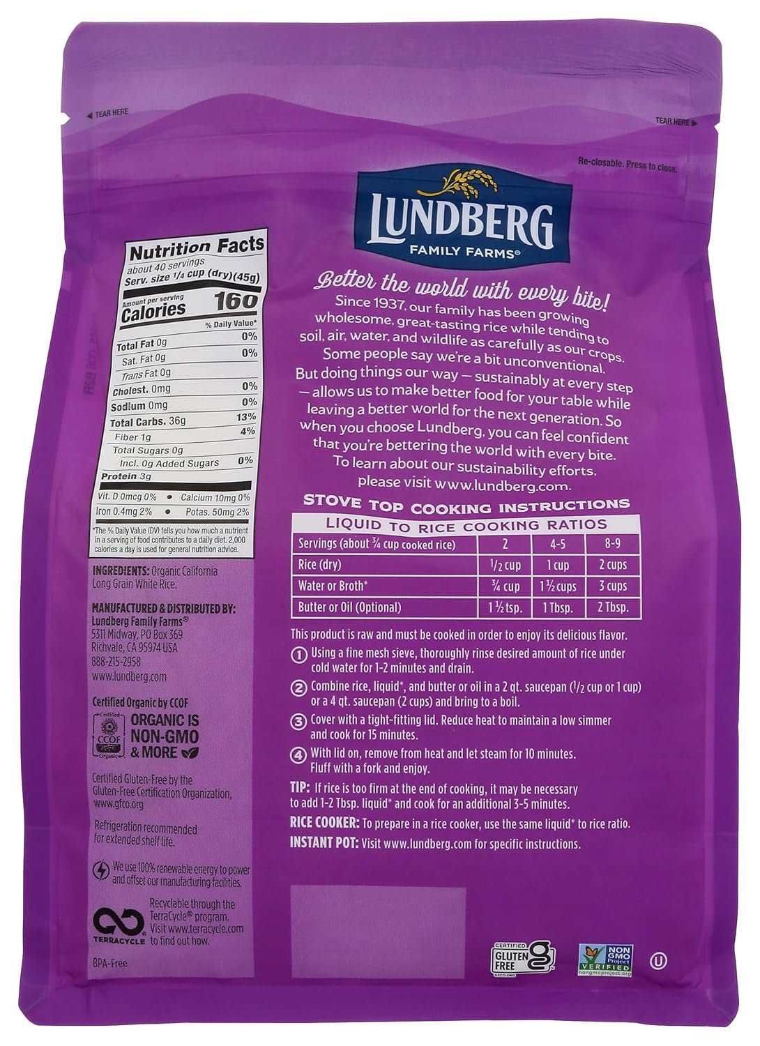 FAMILY FARMS Organic California White Jasmine Rice, 64 OZ - WORLD TIME VISITS