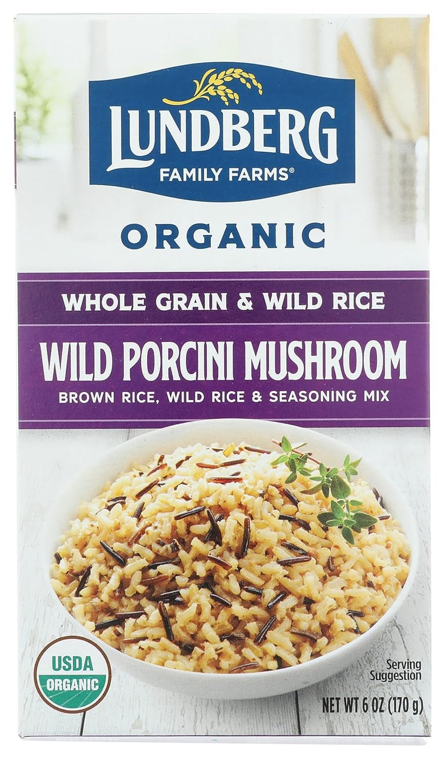 Family Farms, Rice Whole Grain with Wild Porcini Mushrooms Organic, 6 Ounce - WORLD TIME VISITS
