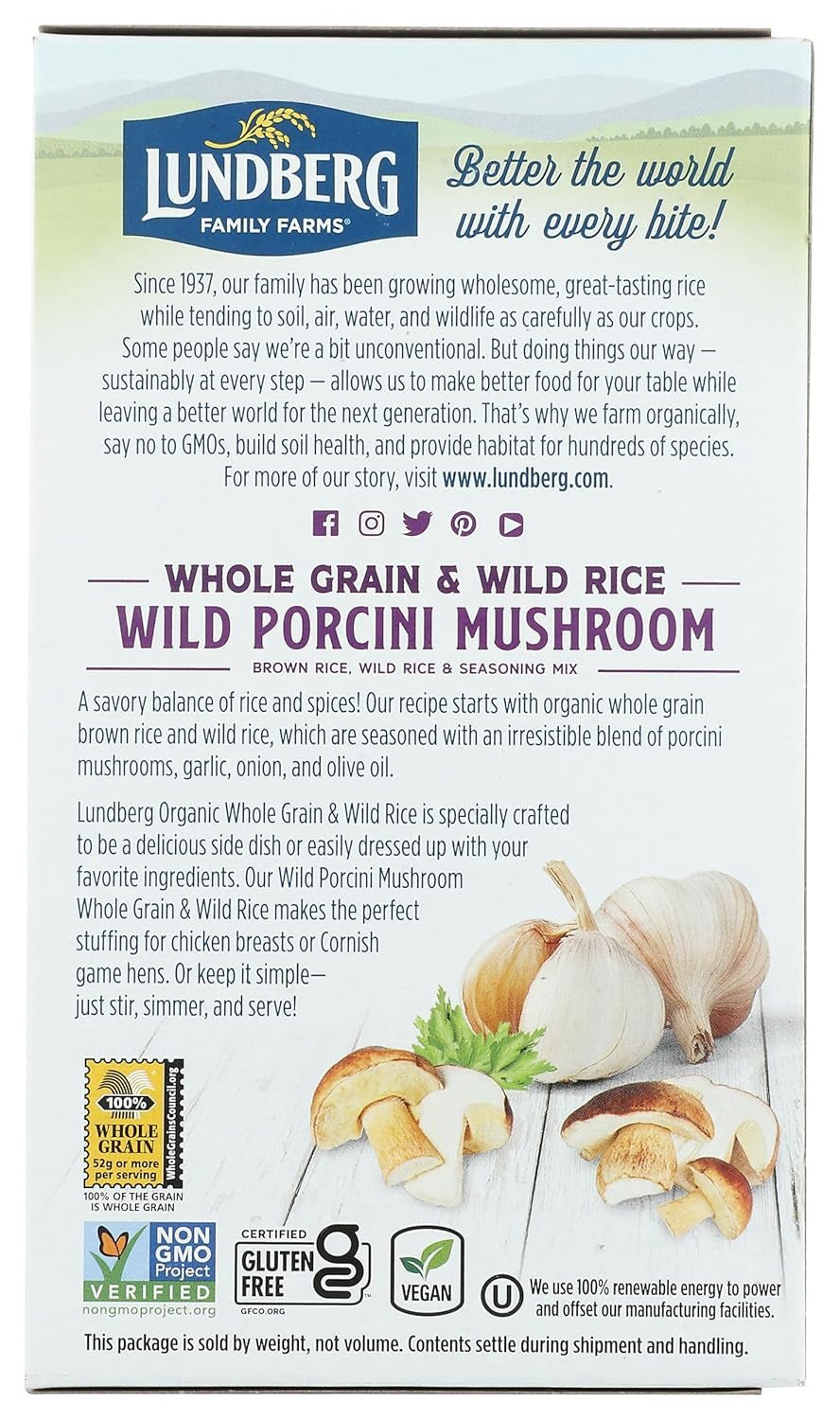 Family Farms, Rice Whole Grain with Wild Porcini Mushrooms Organic, 6 Ounce - WORLD TIME VISITS