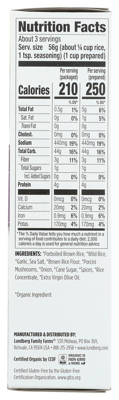 Family Farms, Rice Whole Grain with Wild Porcini Mushrooms Organic, 6 Ounce