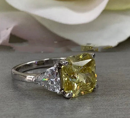 Fashion 925 Pure Silver Round Yellow Diamond Engagement Wedding Anniversary Set Ring Size 6 - 11 - WORLD TIME VISITS