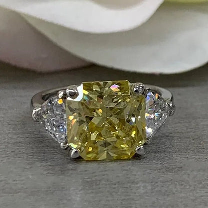 Fashion 925 Pure Silver Round Yellow Diamond Engagement Wedding Anniversary Set Ring Size 6 - 11 - WORLD TIME VISITS