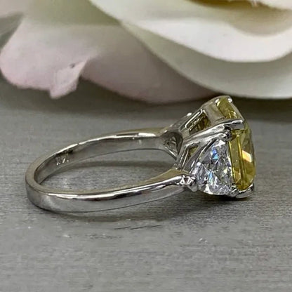 Fashion 925 Pure Silver Round Yellow Diamond Engagement Wedding Anniversary Set Ring Size 6-11