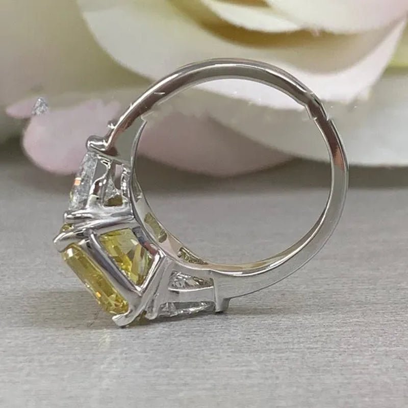 Fashion 925 Pure Silver Round Yellow Diamond Engagement Wedding Anniversary Set Ring Size 6-11