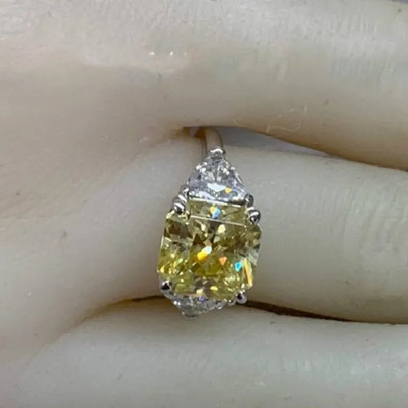 Fashion 925 Pure Silver Round Yellow Diamond Engagement Wedding Anniversary Set Ring Size 6-11