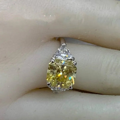 Fashion 925 Pure Silver Round Yellow Diamond Engagement Wedding Anniversary Set Ring Size 6-11