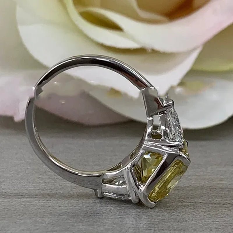 Fashion 925 Pure Silver Round Yellow Diamond Engagement Wedding Anniversary Set Ring Size 6-11