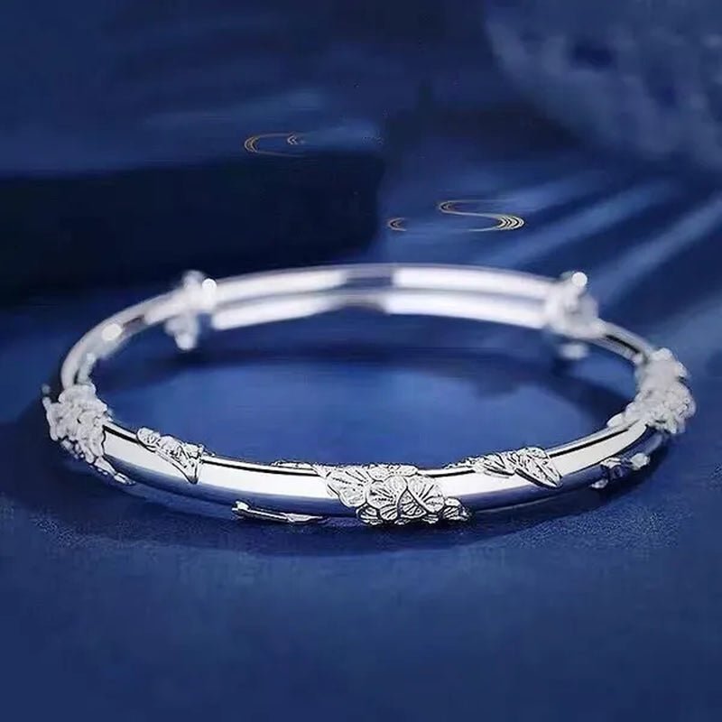 FASHION 925 Sterling Silver Creative Blooming Flowers Bracelets Bangles Cute for Women Fashion Party Wedding Accessories Jewelry - WORLD TIME VISITS