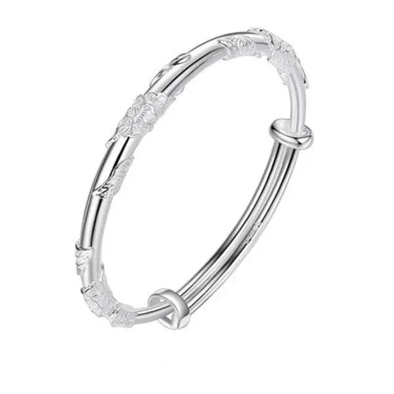 FASHION 925 Sterling Silver Creative Blooming Flowers Bracelets Bangles Cute for Women Fashion Party Wedding Accessories Jewelry