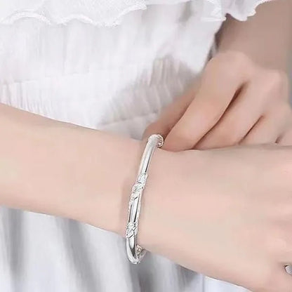 FASHION 925 Sterling Silver Creative Blooming Flowers Bracelets Bangles Cute for Women Fashion Party Wedding Accessories Jewelry - WORLD TIME VISITS