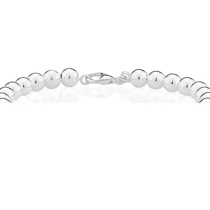 Fashion 925 Sterling Silver Italian Handmade 6Mm Bead Ball Strand Chain Bracelet for Women Charm Jewelry