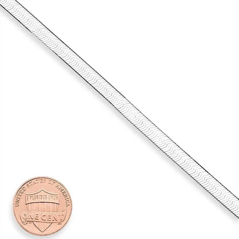 FASHION 925 Sterling Silver Italian Solid 4Mm Flexible Flat Herringbone Link Chain Bracelet for Women Men Charm Jewelry - WORLD TIME VISITS