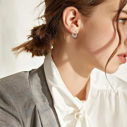 FASHION 925 Sterling Silver Jewelry Filigree Hoop Earrings for Women Charm Jewelry
