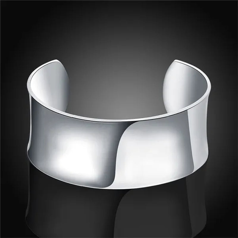 FASHION 925 Sterling Silver Minimalist Cuff Bangle