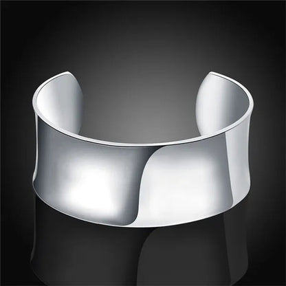 FASHION 925 Sterling Silver Minimalist Cuff Bangle