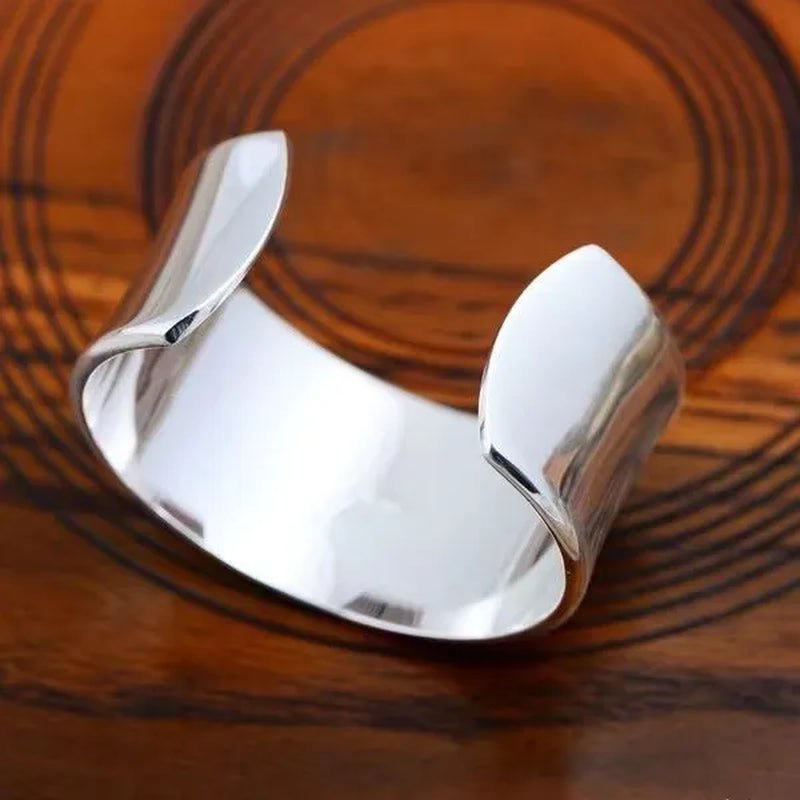 FASHION 925 Sterling Silver Minimalist Cuff Bangle