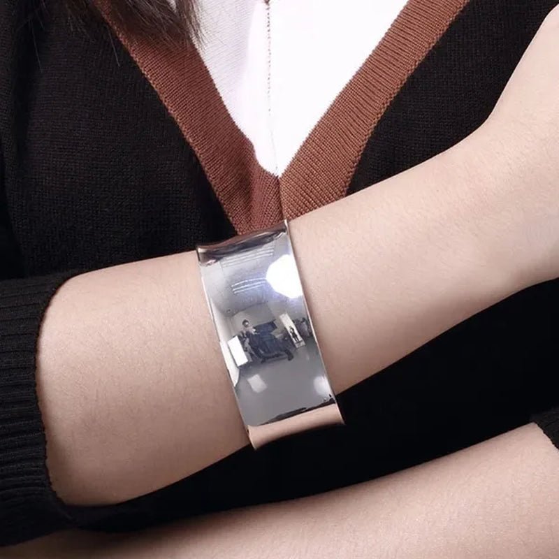 FASHION 925 Sterling Silver Minimalist Cuff Bangle - WORLD TIME VISITS