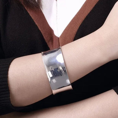 FASHION 925 Sterling Silver Minimalist Cuff Bangle - WORLD TIME VISITS