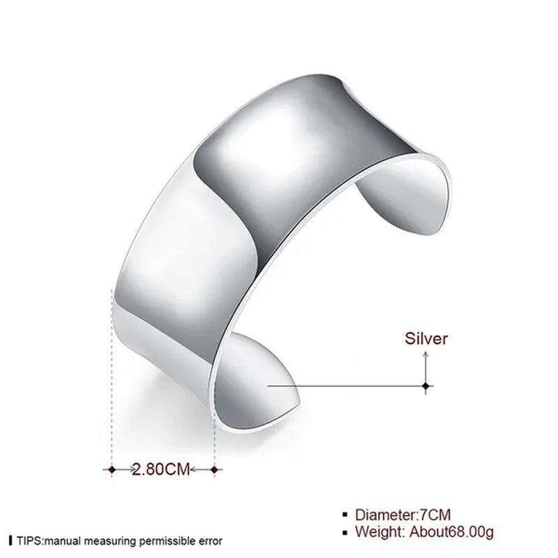 FASHION 925 Sterling Silver Minimalist Cuff Bangle